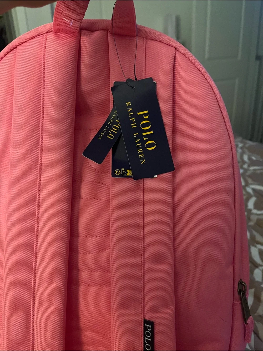 Polo by Ralph Lauren Pink bear Backpack with price taga